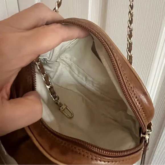 Nordstrom Brown Leather Flower Rosette Crossbody Bag - Picture 5 of 6